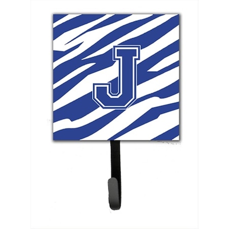 Carolines Treasures Letter J Initial Tiger Stripe Blue And White Leash Holder Or Key Hook CJ1034-JSH4